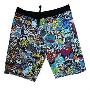 ONEILL x NEFF Graffiti & Faces Board Shorts Size 31
